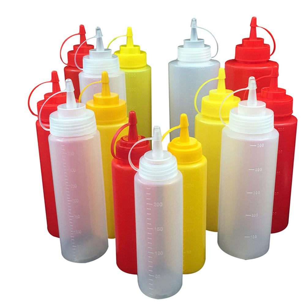 Condiment Squeeze Bottles Sauce Squirt Bottle with Twist On Cap Lids Ketchup Mustard Mayo Sauces Oil Bottles Kitchen Gadget