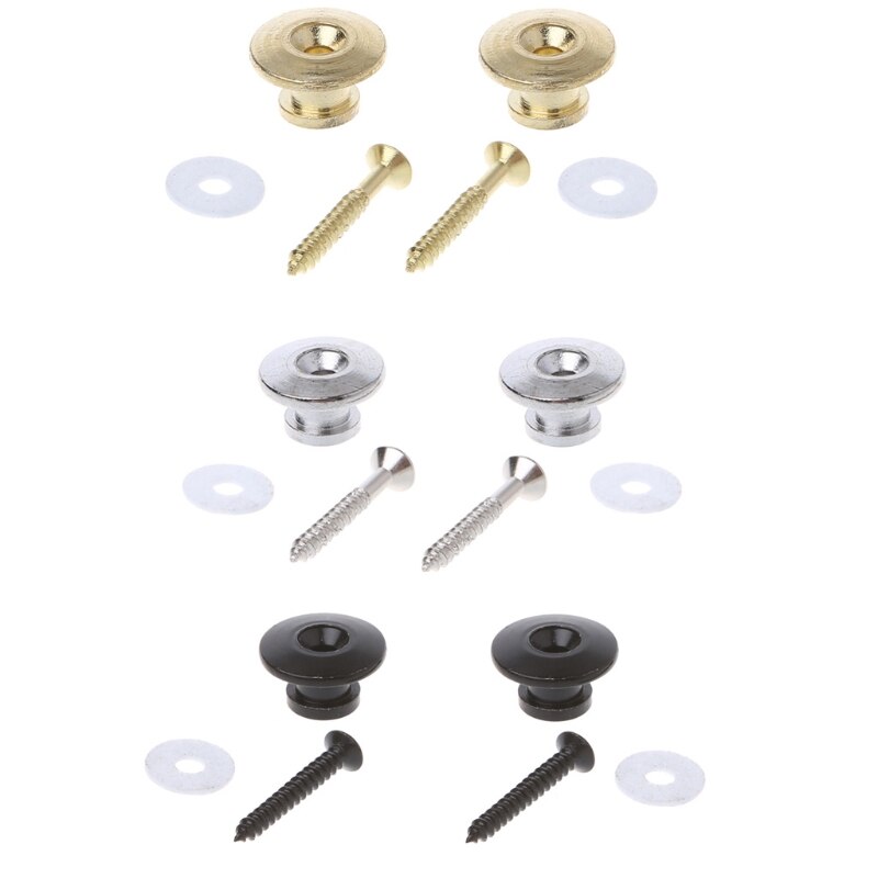 1 paar Paddestoel Hoofd Elektrische Gitaarband Knoppen Sloten met Montage Schroeven Y4UB