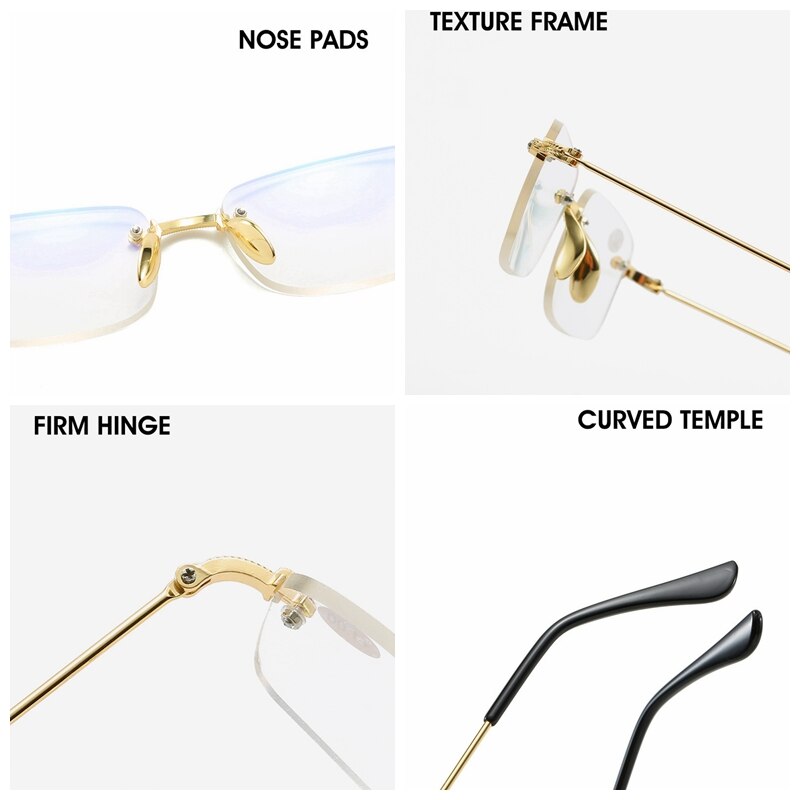 Metal bifokale læsebriller i nærheden af antiblåt lys kantløse presbyopiske briller gennemsigtig guldfarve mænd kvinder faste hængsler gafas