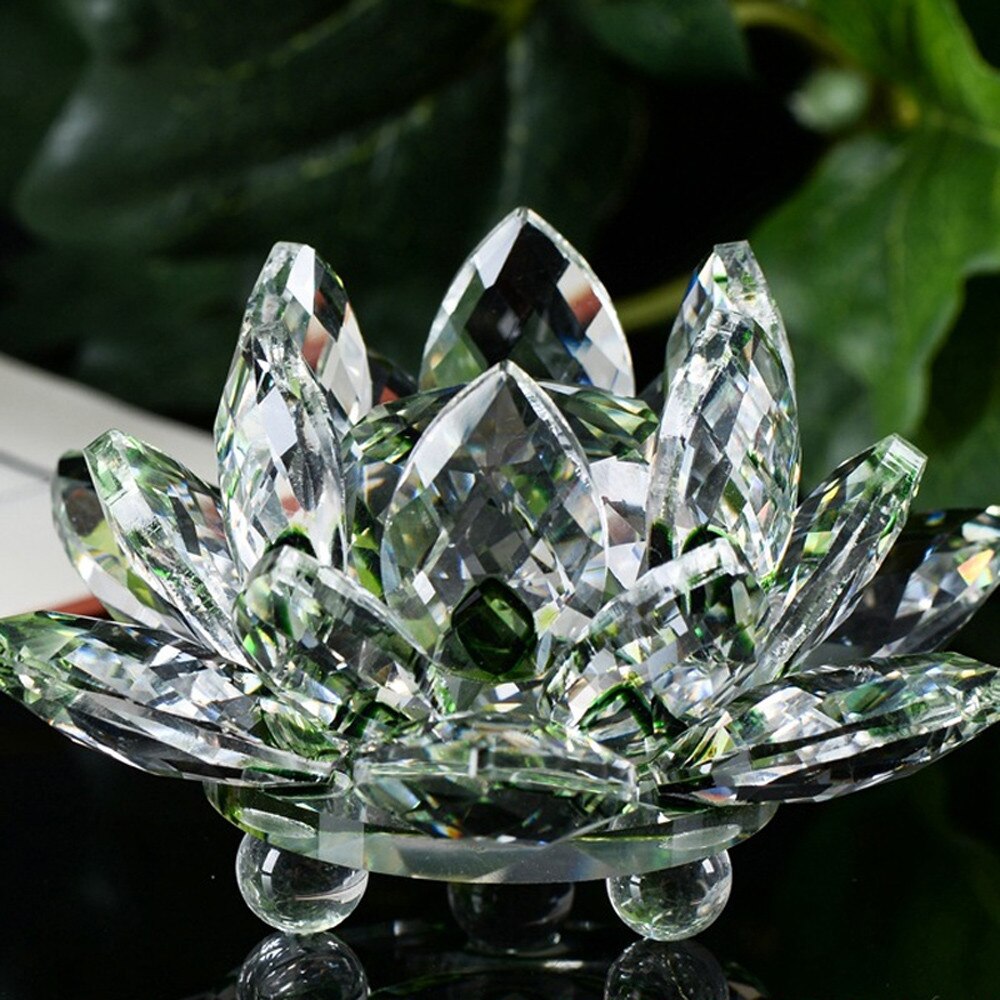 8 farve smukke krystal lotus lysestager glas blomst lys te lysestage lysestage ornament feng shui dekor samling: Grøn