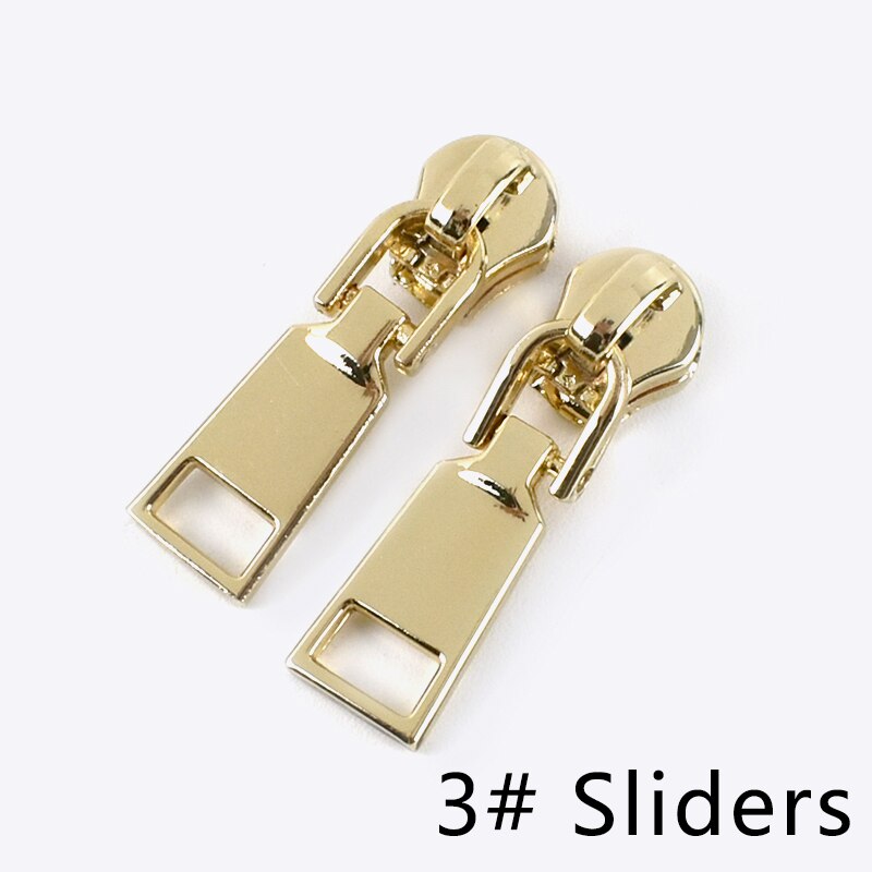 Meetee-deslizadores de cremallera para chaquetas con cremallera de Metal, Kit de reparación de cremalleras con cabeza extractora, accesorio de costura, 20 piezas, 3 #5 #: LightGold-No3