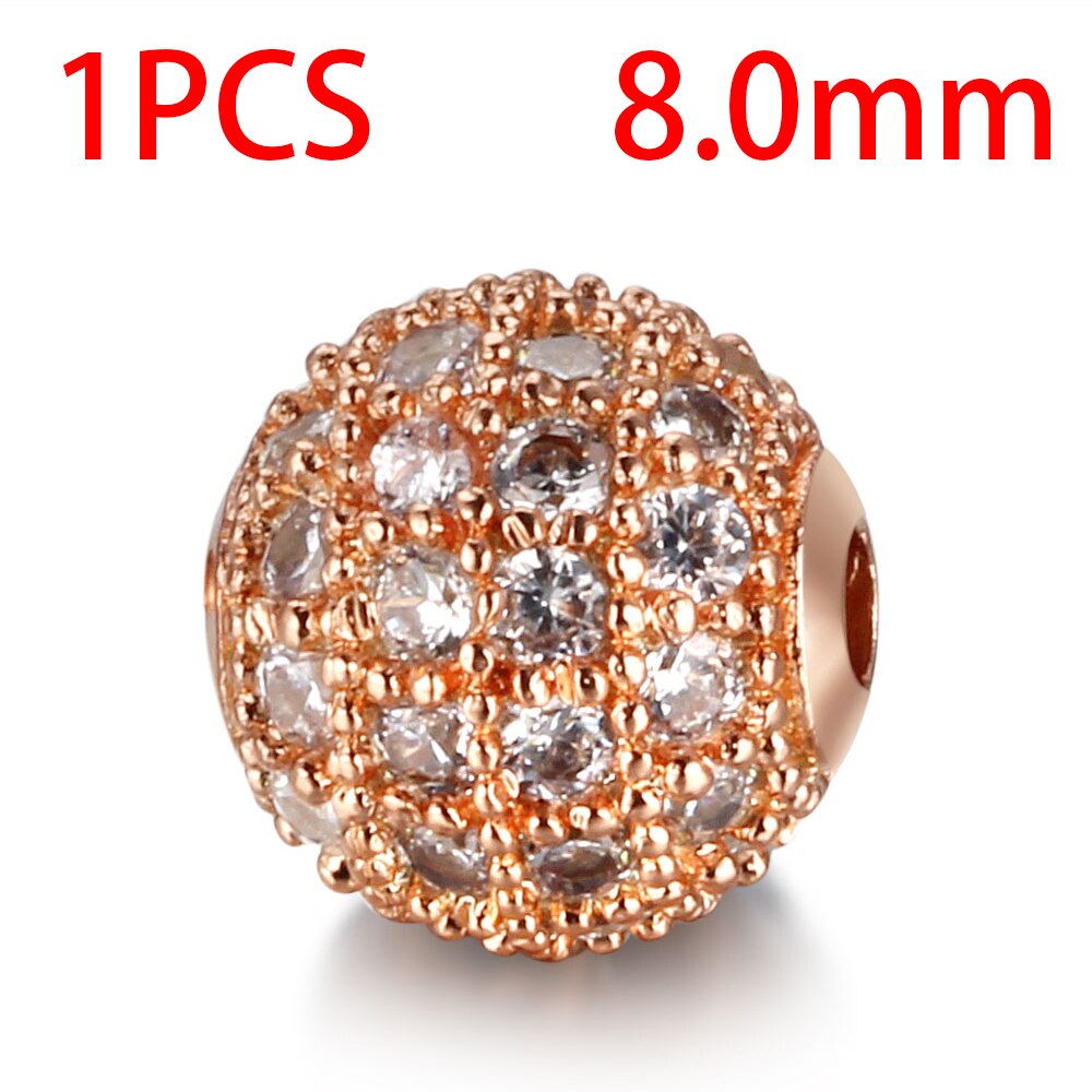 Available Separately / 8mm / 10mm Luxury Mini Pav AAA + Zircon European Gasket Beads, Round Charms For Bracelets And Jewelry: 8mm22