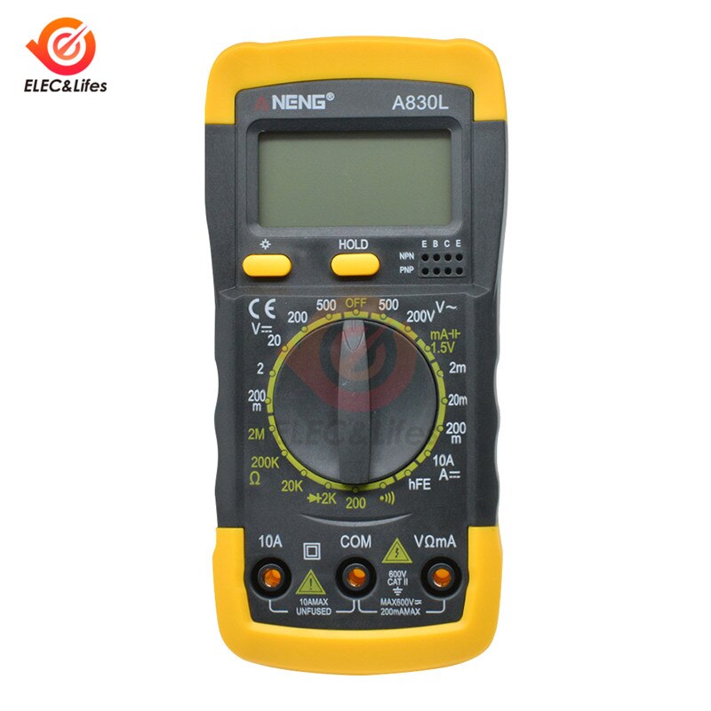 A830L Lcd Digitale Multimeter Ac/Dc Spanning Diode Freguency Multitester Huidige Tester Volt Monitor Voltmeter Ampèremeter Meter Gauge: Yellow Grey