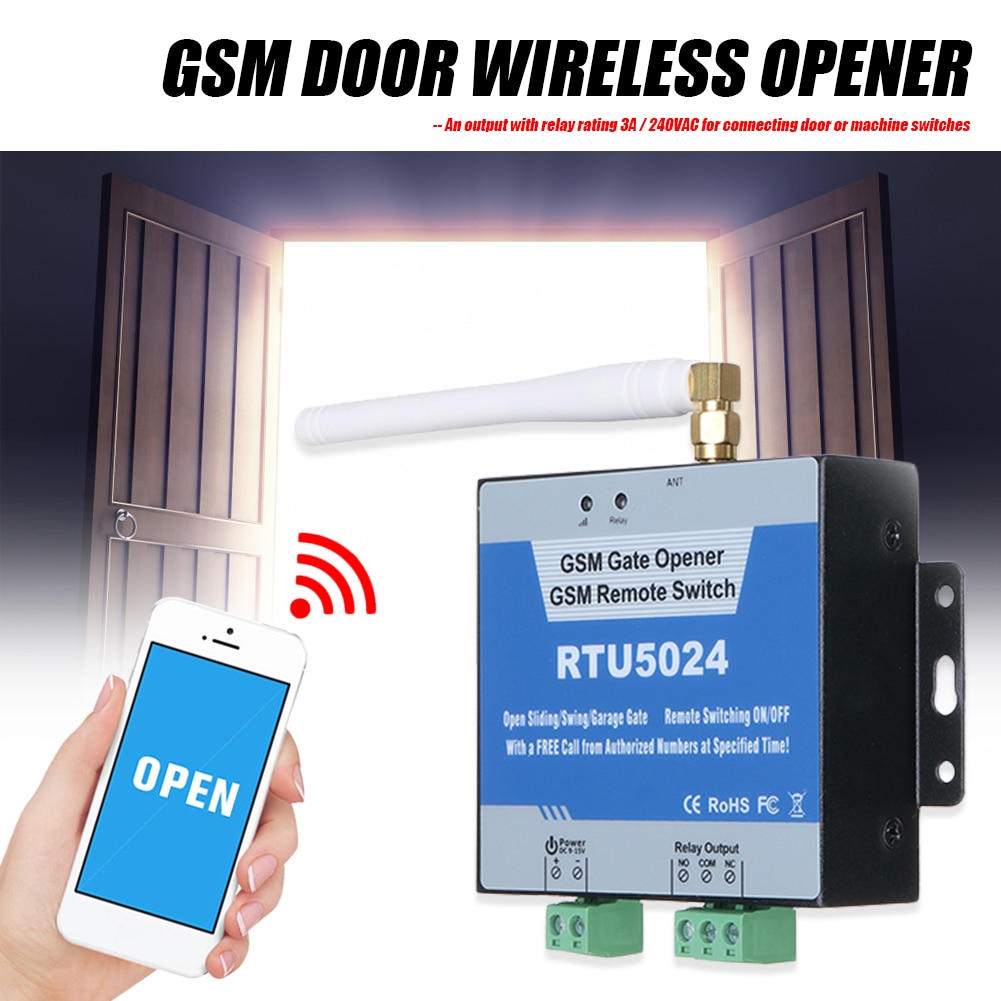 Rtu 5024 rtu 5035 gsm grindöppnare reläomkopplare trådlös fjärrkontroll antenn dörråtkomstbrytare gratis samtal 850/900/1800/1900 mhz