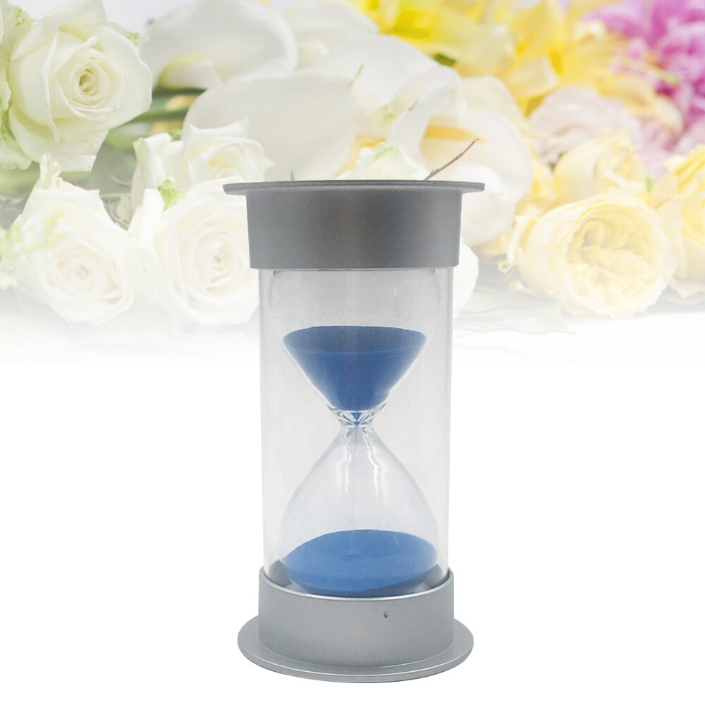 Simple Cylinder Sand Hourglass 30 Minutes Sand Timer Sandglass Hourglass (Silver and Blue)
