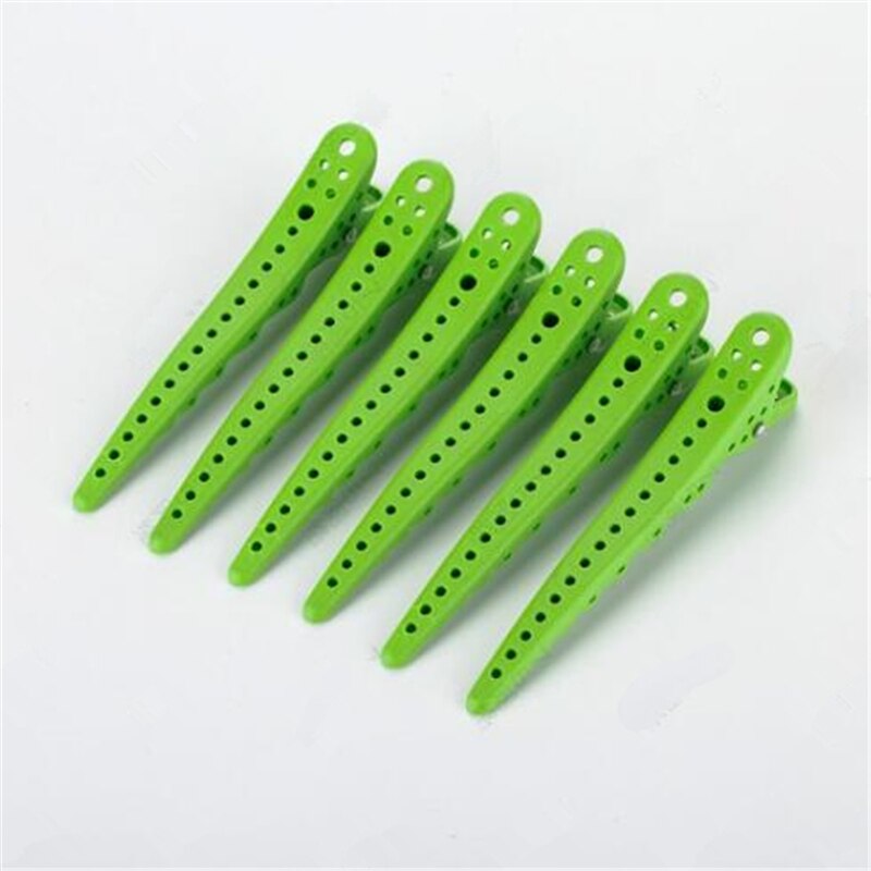6Pcs Pro Salon Haarspeldjes Kappers Haarspelden En Clips Alligator Clips Kapper Haar Sectioning Clip Haar Snijgereedschappen: Green
