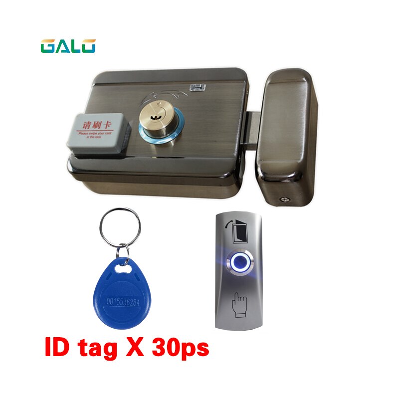 Family Full kit set Security Electronic 125khz RFID Gate Door Lock Access Control System with doorbell exit switch keyboard: D kit b