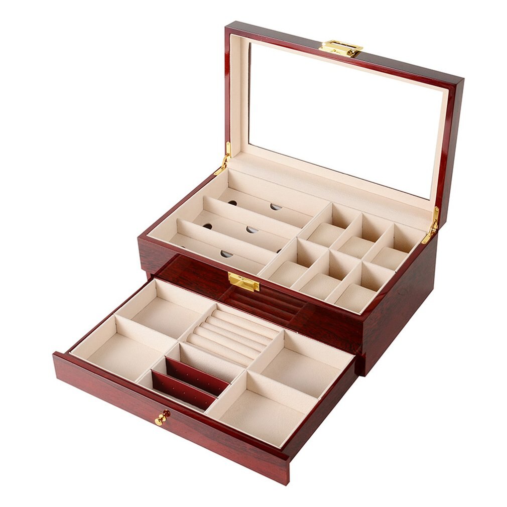 2/3/5/6/10/12 Slots Horloge Opbergdoos Met Rood Zwart Houten Glas Case Armband display Kist Horloges Houder Kist 2.: YY11880713