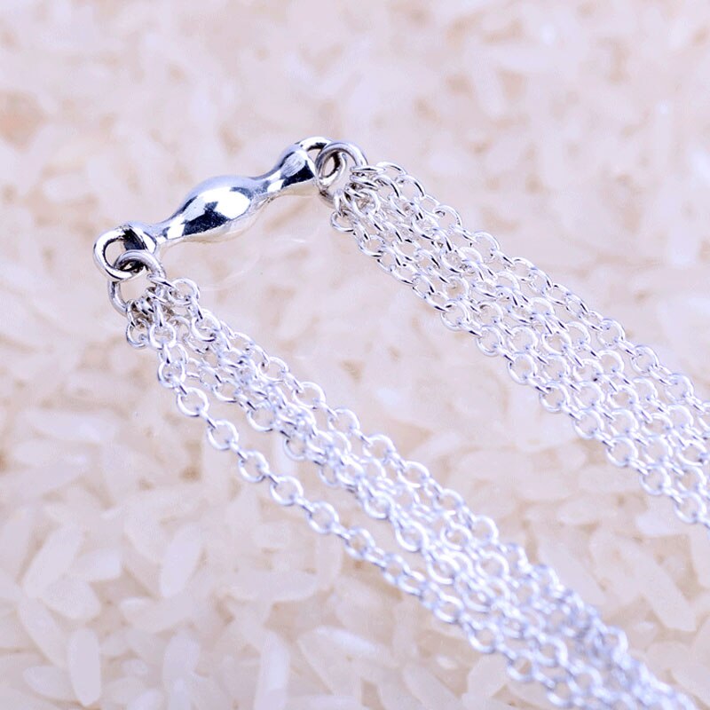 nuovo 925 sterlina d'argento Braccialetto Multi-filo Una clip Stazione Della Catena Del Serpente Del Braccialetto Del Braccialetto di Fascino del Branello Diy Gioielleria Raffinata