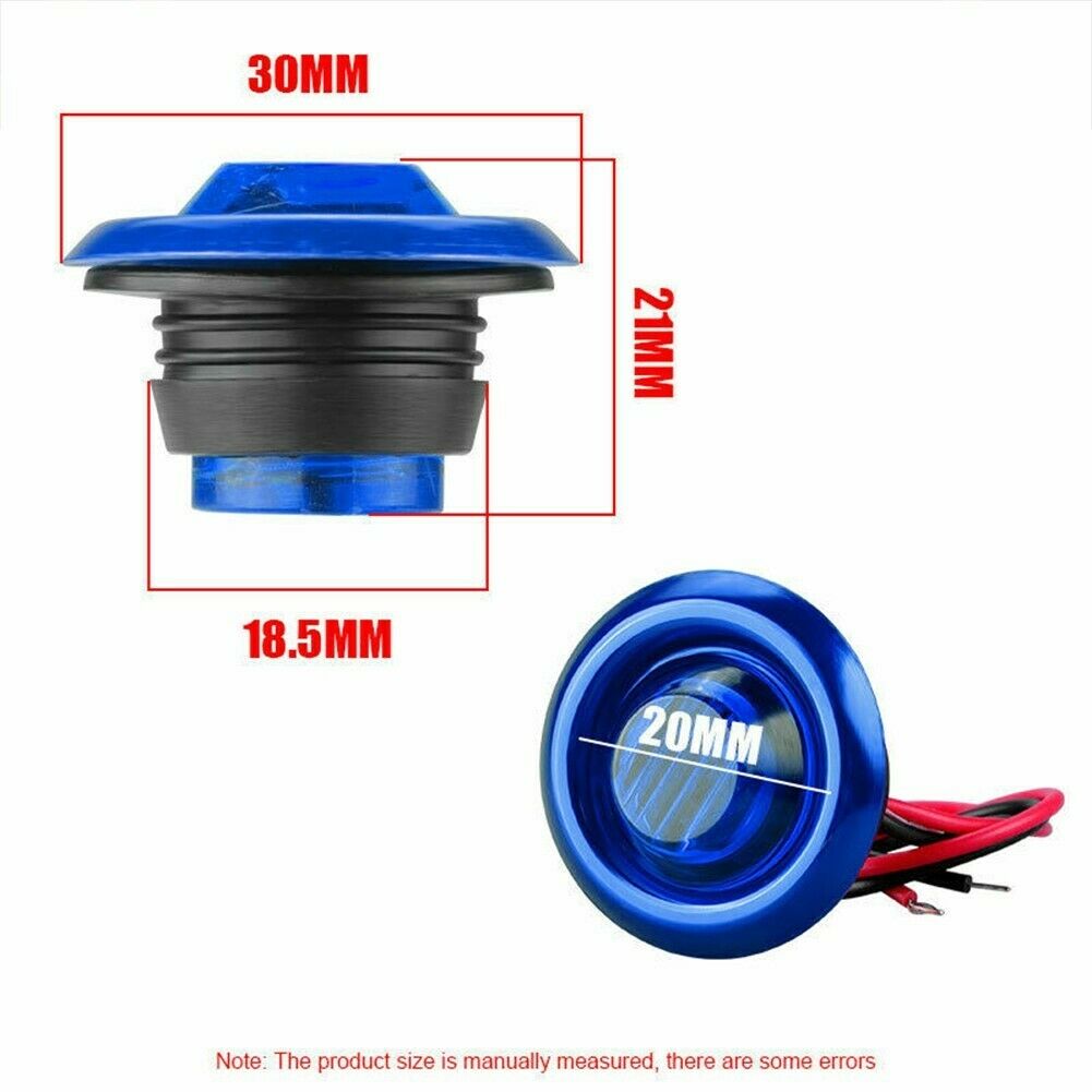 Fuleem 20PCS Mini 12V-24V 3/4 Inch Bullet Round Blue LED Side Marker Indicator Lights For Truck Boat SUV ATV Waterproof