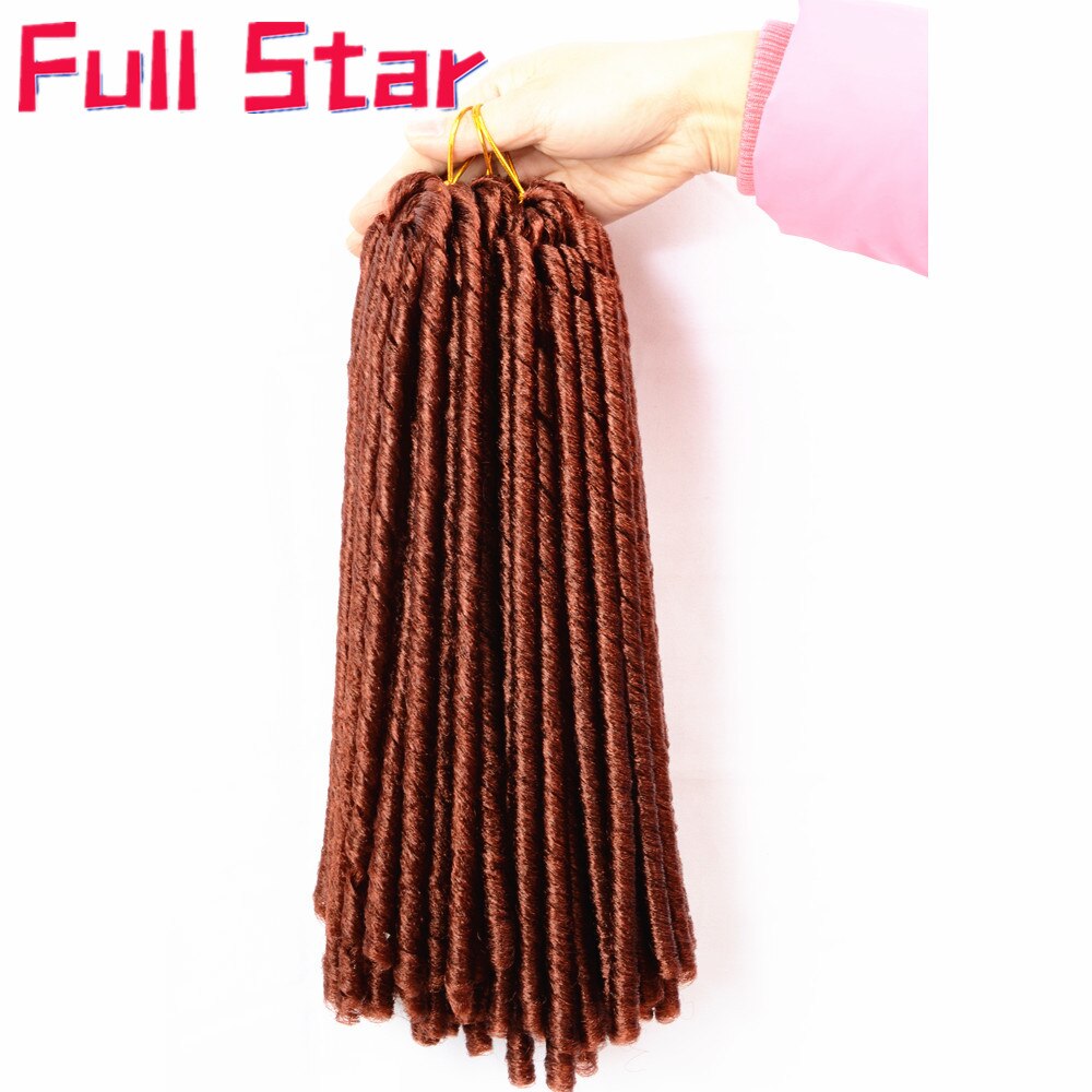 Full star 14''faux locs heklet hår mykt og lette dreadlocks hekle fletter syntetisk heklet hårforlengelse 15 tråder/pakning: #30 / 6 stk / mye