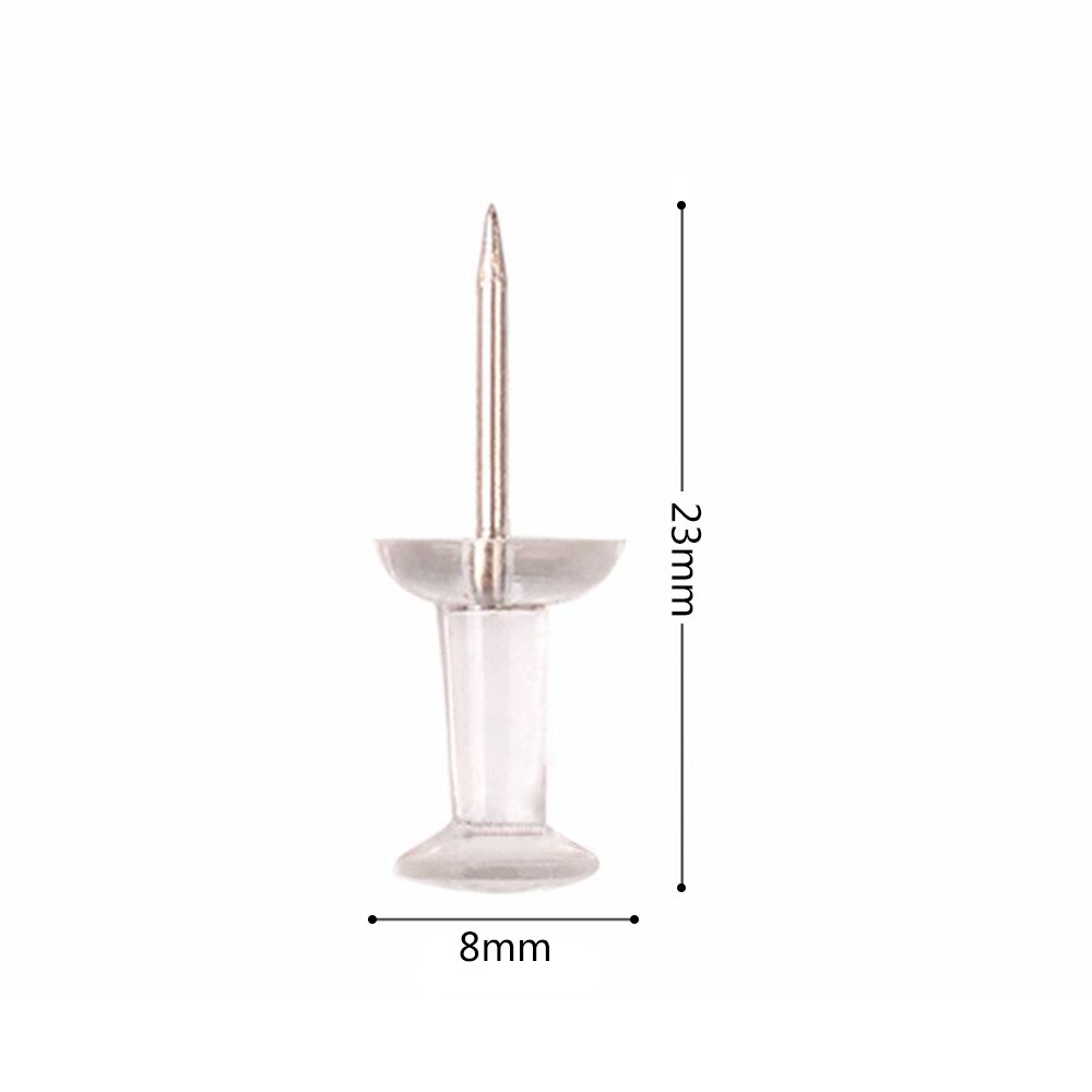 Chinchetas de plástico transparente para marcar, 50 Uds., cabeza de plástico transparente con punta de Metal, clavos de tachuelas de pared para tablón de anuncios, tablero de corcho