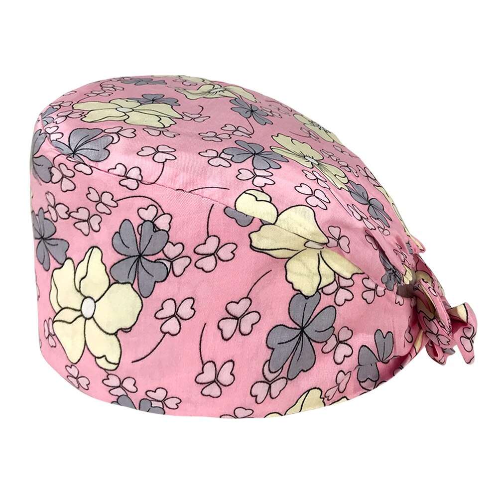 Unisex cotton and linen cartoon cute printing nursing hat lab spa pet shop working cap breathable nurse head caps: 12163