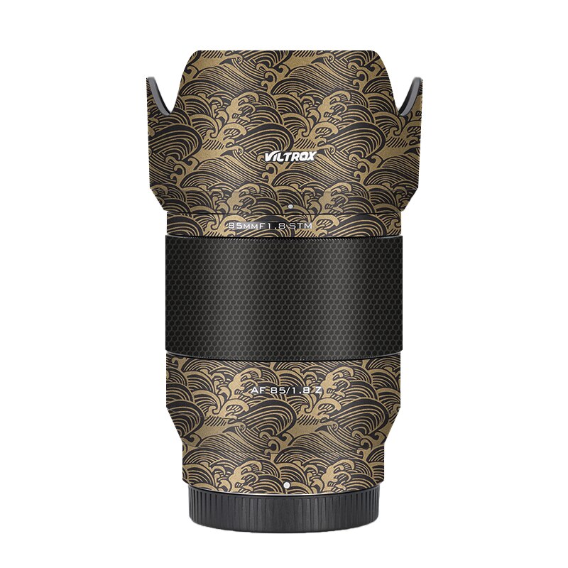 Viltrox AF85F1.8 Z naklejką na obiektyw do Viltrox AF 85mm F1.8 mocowanie obiektywu skórka kalkomania Premium okłady futerały ochronna folia: Golden Wave