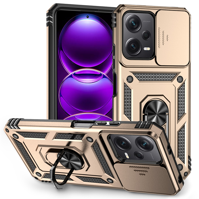 Voor Xiaomi Redmi Note 12 4G 5G Case Cover Shockproof Terug Slide Camera Lens Ring Houder Fundas Redmi Note 12 Pro 12Pro + 12S Case