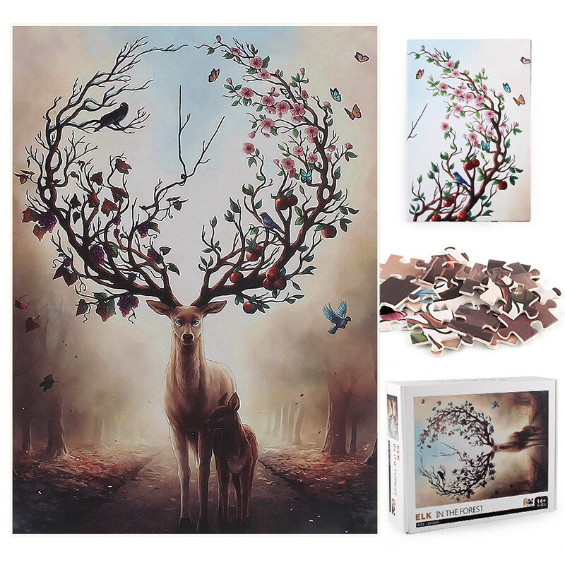 Unique Animal Forest Elk Jigsaw Puzzles Mysterious Puzzle 3D Puzzle For Adults Fabulous Children Toy Animal Puzzle Gif