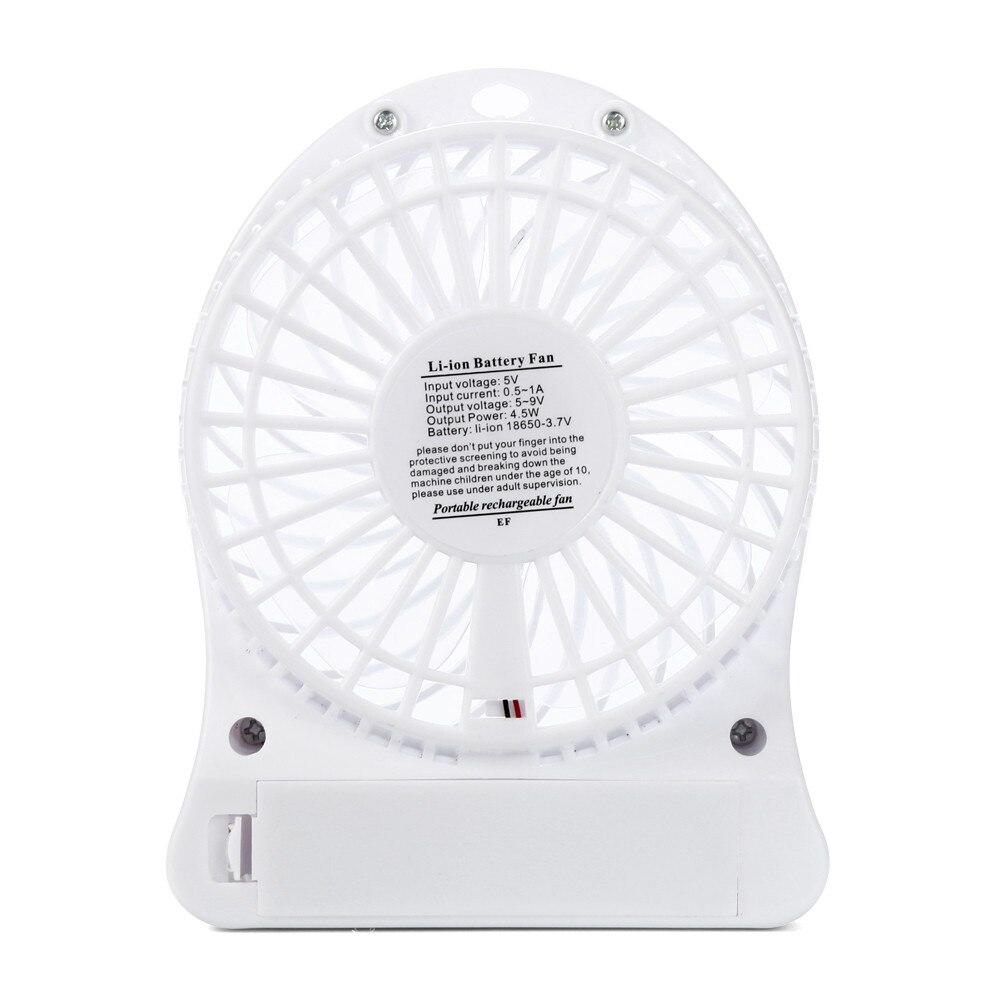 Ventilador recargable portátil para ventilador de luz Led, Mini ventilador de escritorio con batería Usb 18650, refrigeración por Usb, recargable, # p30: Blanco