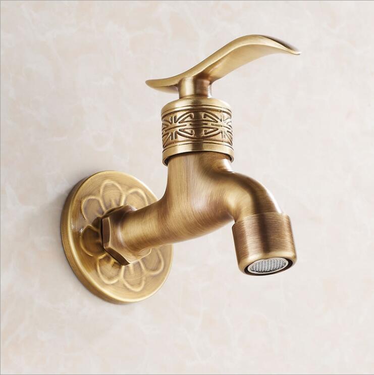 Art Carved Antique Bronze Plated Washing Machine Faucet Bibcocks Tap Wall Outdoor Garden Bibcok Torneira GI117: Burgundy