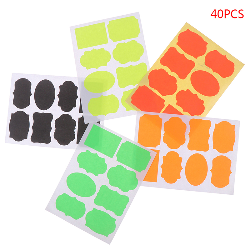 40 pcs/5 sheeets Kleurrijke Krijtbord Board Spice Stickers Keuken Jampot Organisatoren Label Stickers Schoolbord Sticker