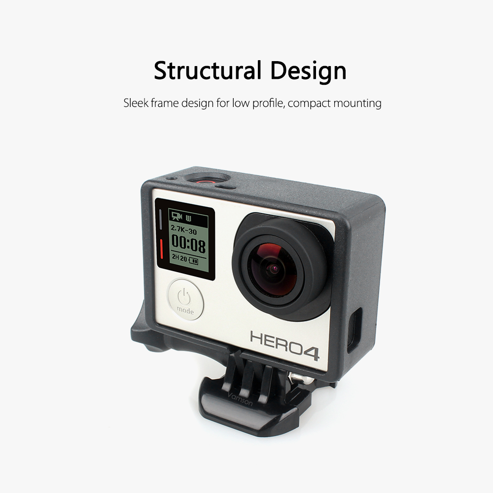 Vamson para Go pro accesorios estándar protector más Marco de trípode tornillo de Base de montaje para GoPro Hero 4 3 + 3 Cámara VP613