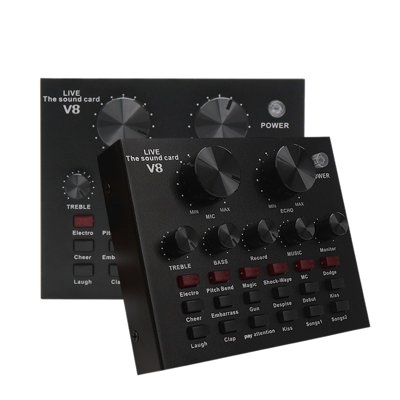 V8 Geluidskaart Audio Set Interface Externe Usb Live Microfoon Geluidskaart Bluetooth Functie Voor Computer Pc Mobiele Telefoon