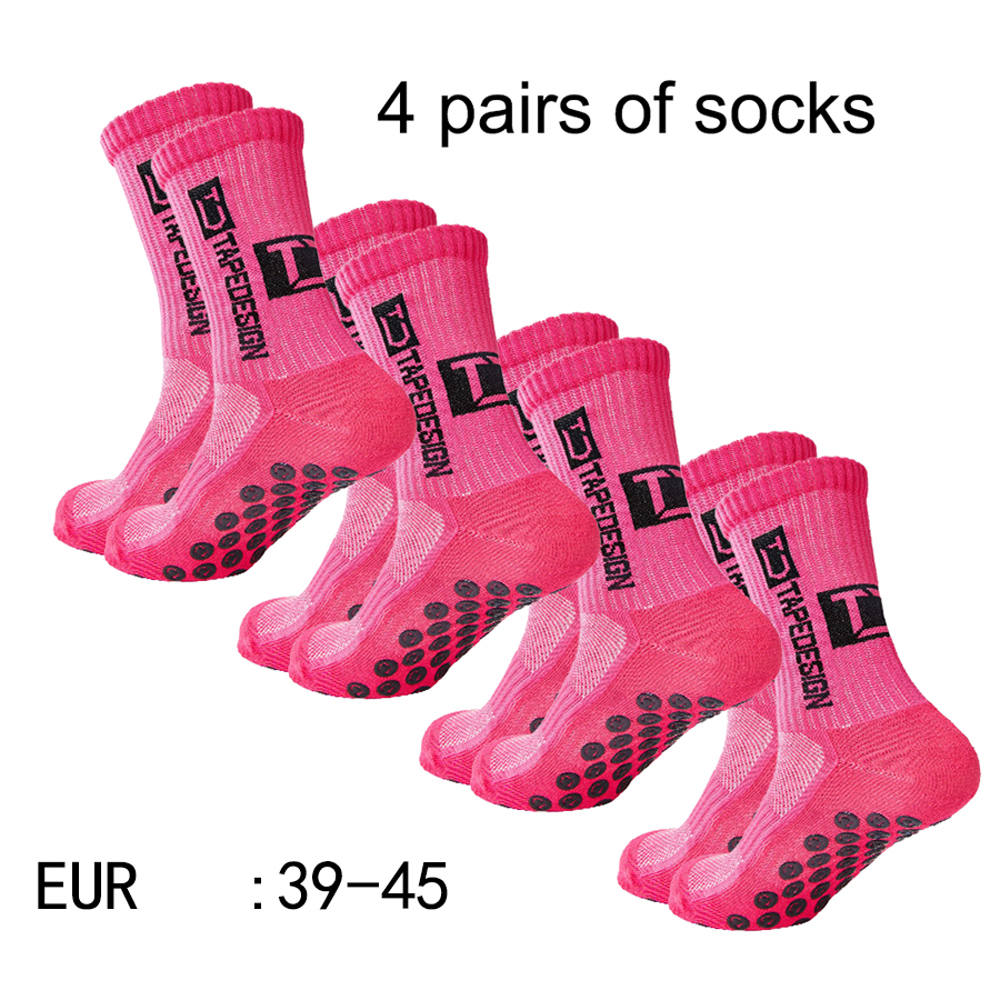 4 pares de nuevos calcetines de fútbol pegados de tubo medio TC para entrenamiento deportivo y competición, calcetines antideslizantes y transpirables