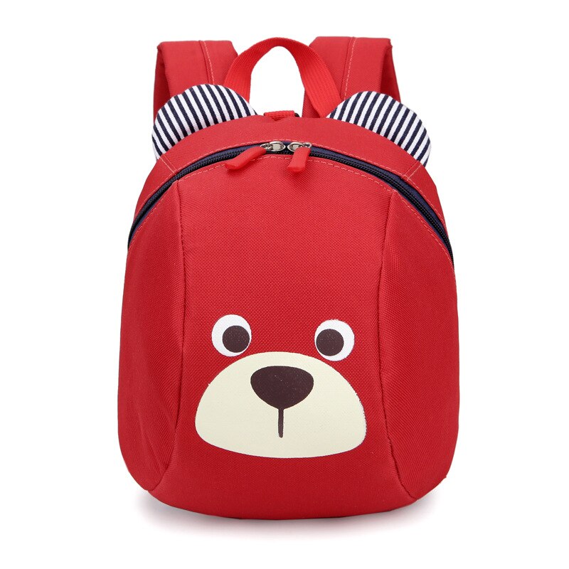 Sac à dos anti-perte pour enfant de 1-4 ans, motif animal mignon, chien, cartable pour maternelle: Rouge
