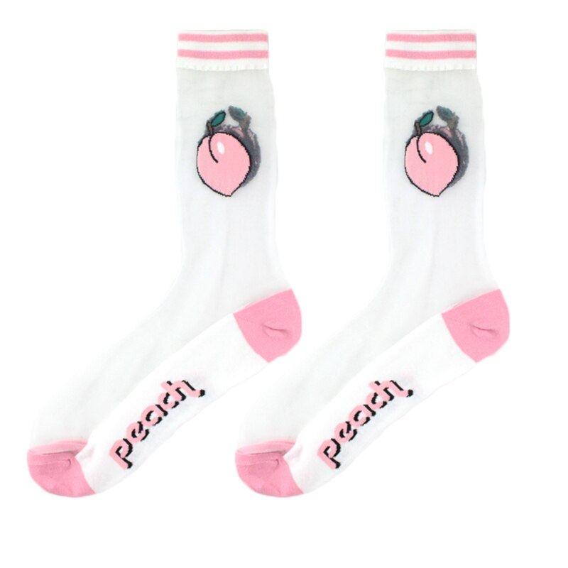 Calcetines divertidos de pájaro Floral de seda de cristal con Hipster francés para mujer, ropa de calle transparente, Calcetines divertidos artísticos de Jacquard Sokken: Plata