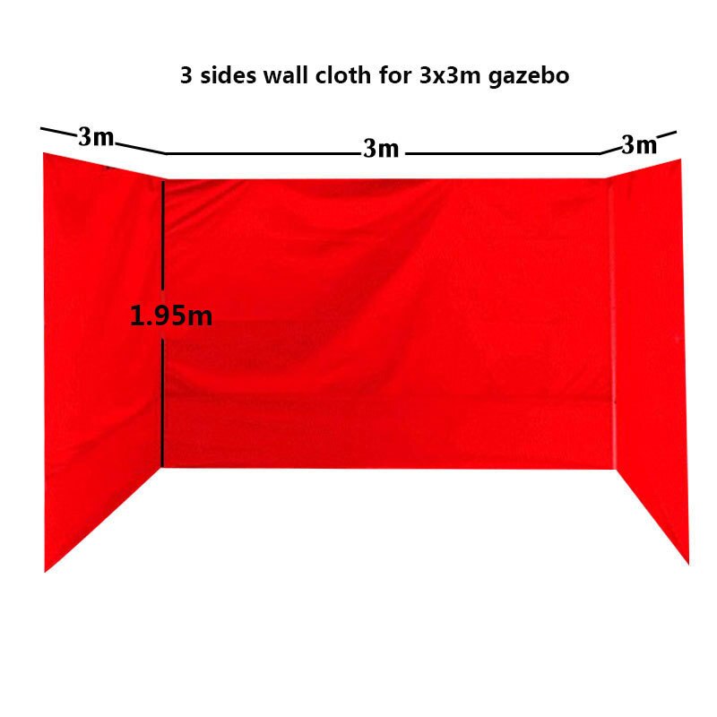 210D Waterdichte Oxford Doek Voor Tent Regendicht Zonnescherm Luifel Doek Alleen Zijwand Zonder Frame Dak Tuinhuisje Accessoires: All Red 3 Sides 9m