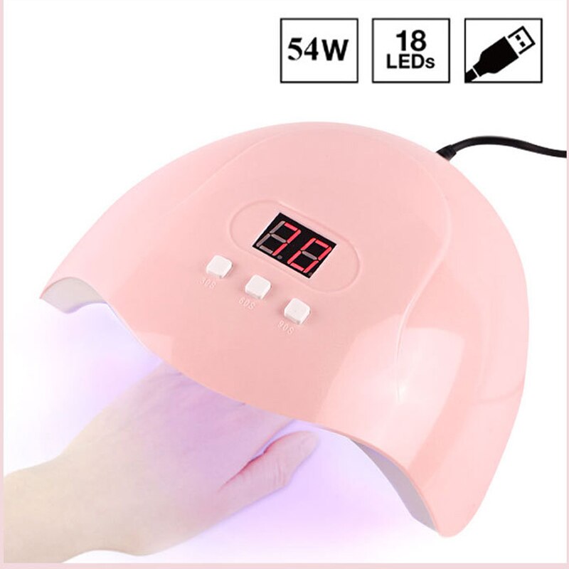 54w store led neglelampe til manicure negletørrer maskine uv lampe til hærdning af uv gel negle med bevægelsessensor: 54w- b