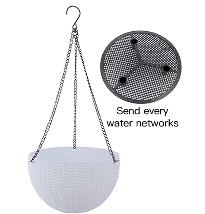 Wiszące kosze domowe ganki balkon wisząca donica dekoracyjne kosze doniczki doniczkowe łańcuch z tworzywa sztucznego wisząca donica s koszyk: biały