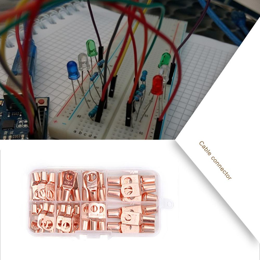 60 pcs Assortment Copper Lug Ring Car Battery Terminals Electrical Wire Crimp Connector With Cover Automotive Kits