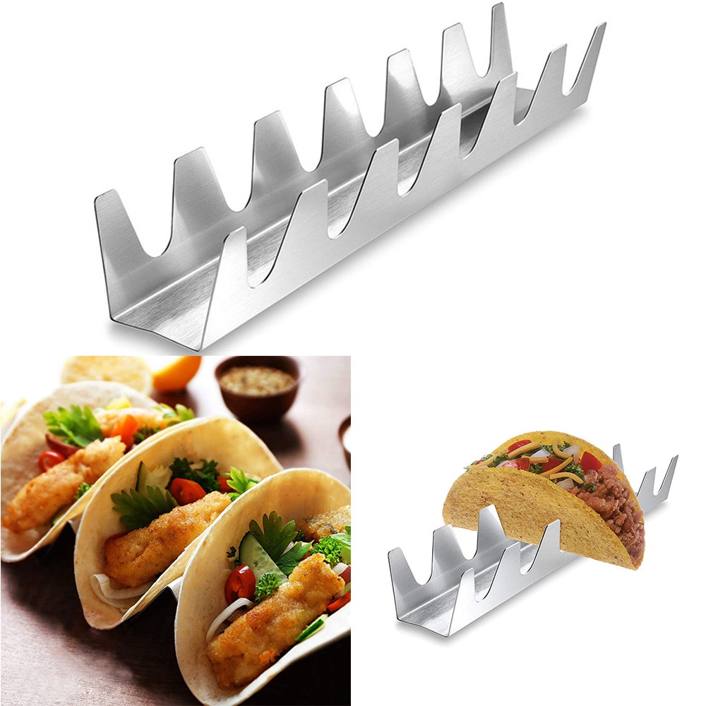 Chef Tacos 2 Pezzi Set Di Porta Tacos, 25×10 Cm Supporto Per Taco, Supporti Per Taco In Acciaio Inox, Porta Taco Con Manici, Forno, Grill E Lavabile In Stampi Per Tacos - Foto 8