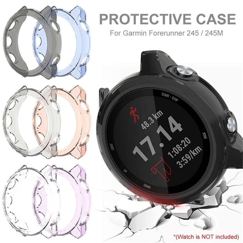 Zachte Tpu Horloge Case Armband Beschermhoes Shell Schokbestendig Screen Protector Voor Garmin Forerunner 245M / 245