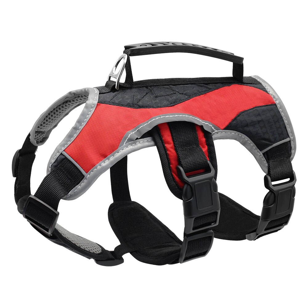 Waterproof Large Dog Harness Durable Reflective Bull Dog Harness Breathable for Medium Large Dogs Pets Pitbull Labrador: Red / S