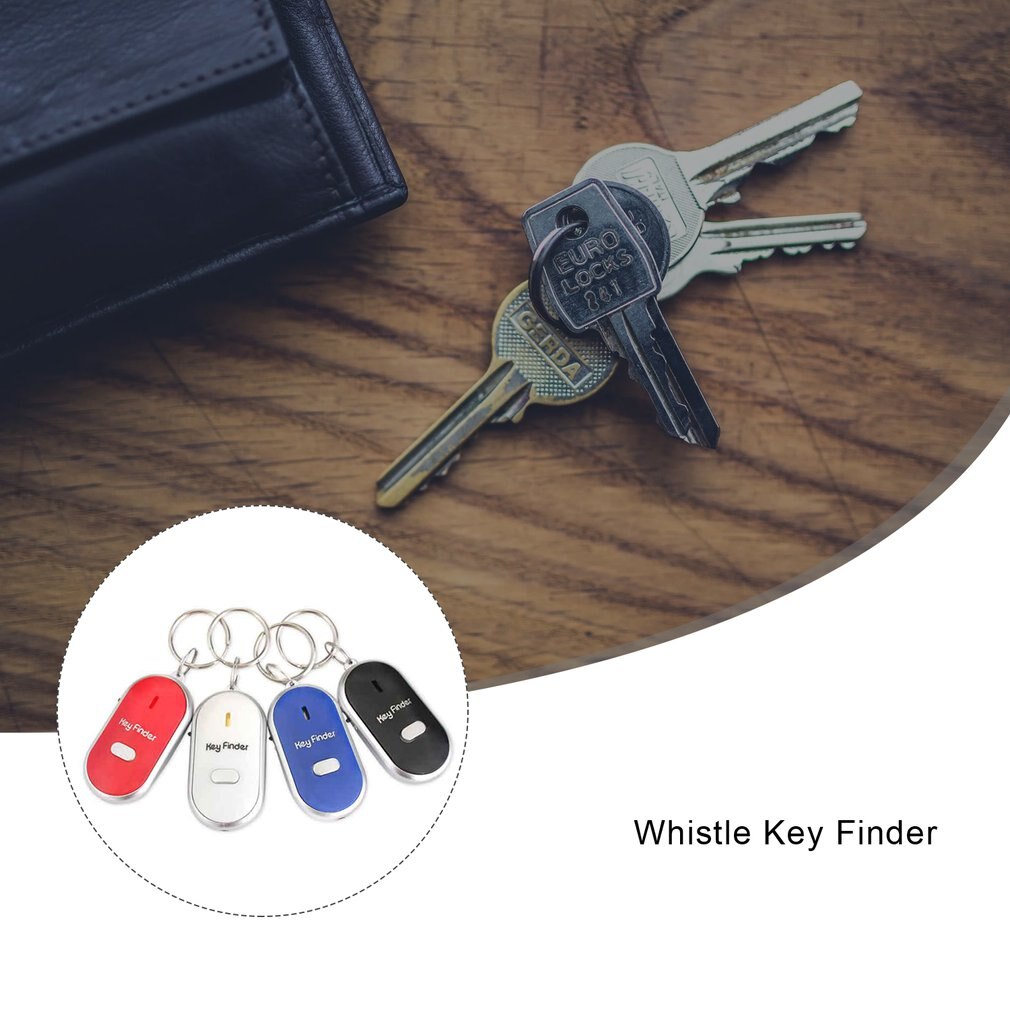 LED Whistle Key Finder Flashing Beeping Sound Control Alarm Anti-Lost Key Locator Finder Tracker with Key Ring