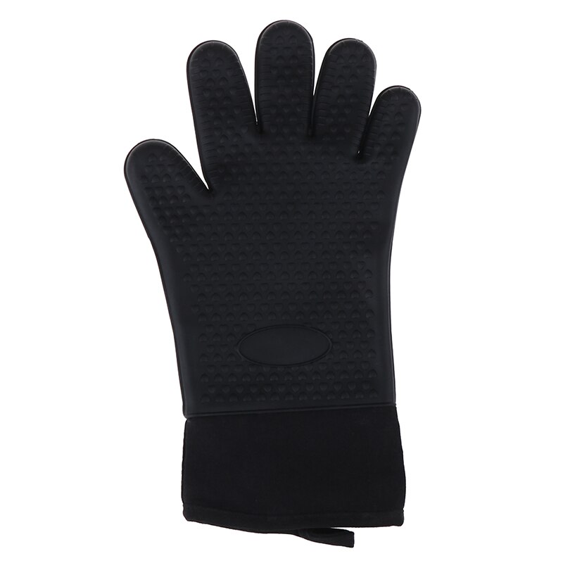 Siliconen handschoenen keuken hittebestendige handschoenen temperatuurbestendige handschoenen koken bakken bbq oven handschoenen keukenaccessoires: Zwart