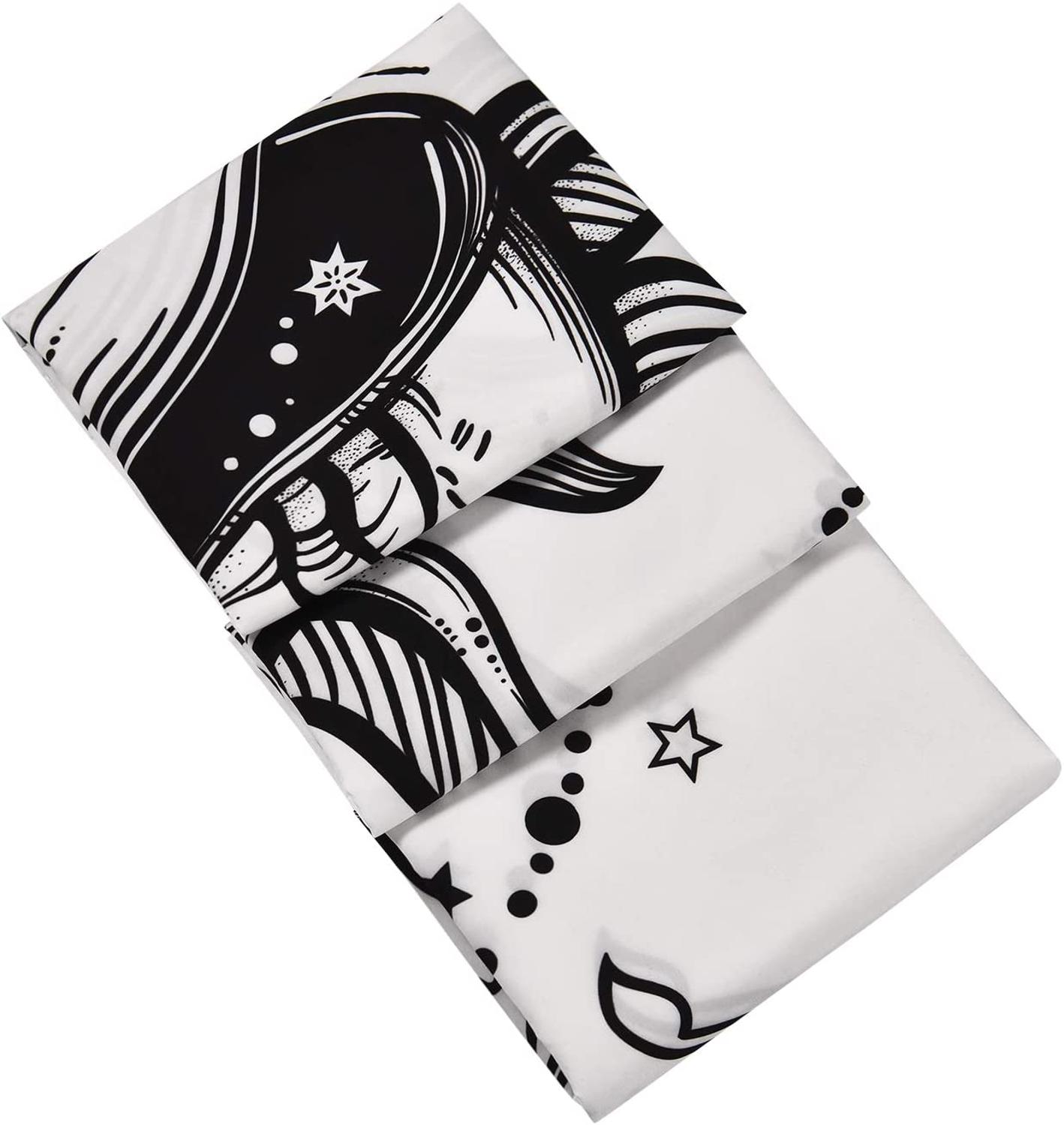 LUCKYYJ Sun and Moon Tapestry Black and White Tapestry Psychedelic Fractal Faces Tapestry Wall Hanging for Home Decoration