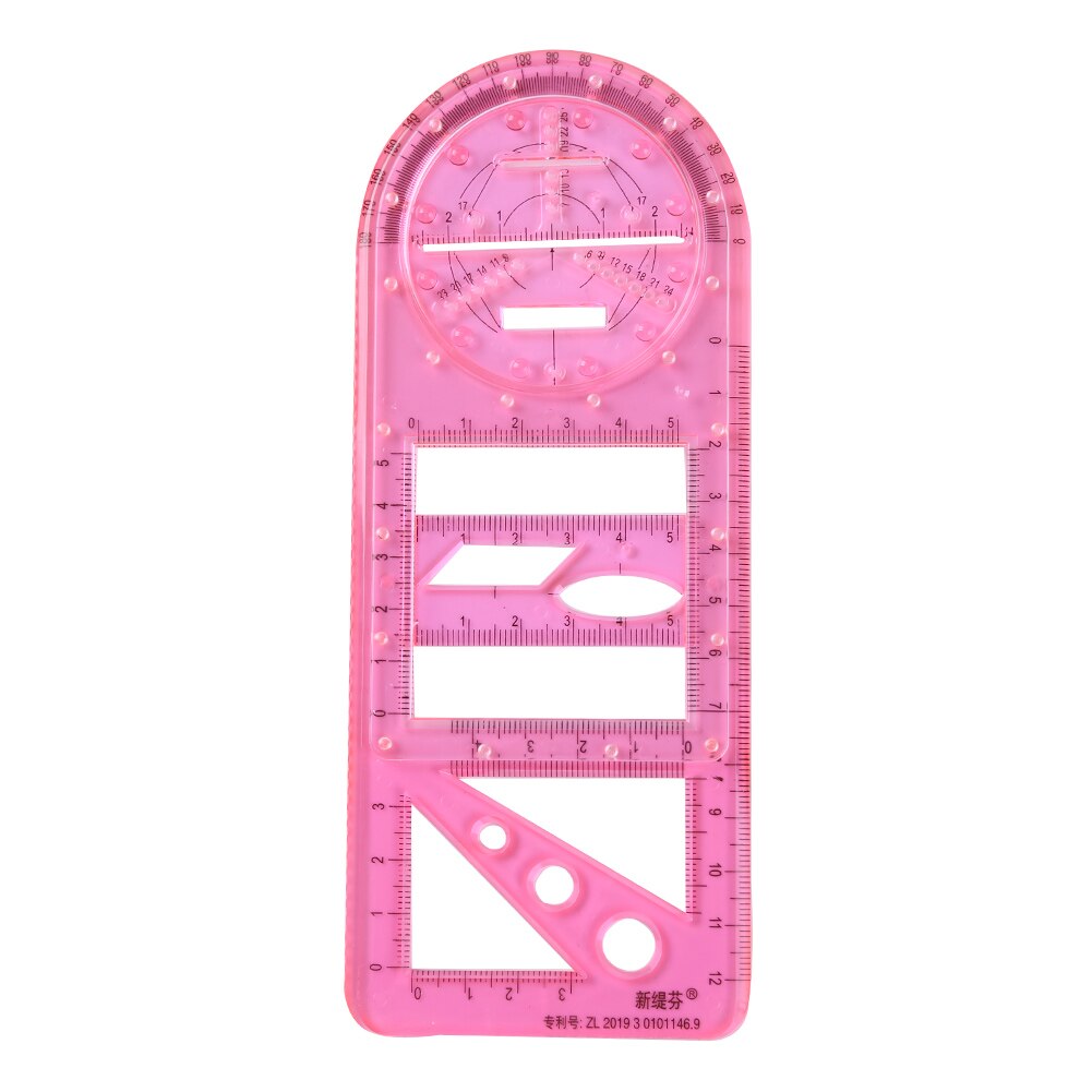 Geometric Ruler Students Rotatable Mathematical Ellipse Circle Drafting Tools Versatile Drafting Measuring Tool for School: StyleE