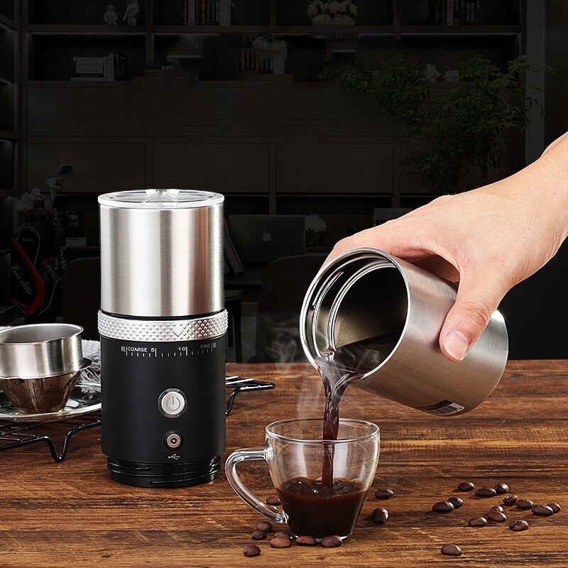 Stainless Steel Coffee Grinder USB Rechargeable Electric Coffee Cup Ffice Home Automatic Coffee Machine Kitchen Coffe Grinder