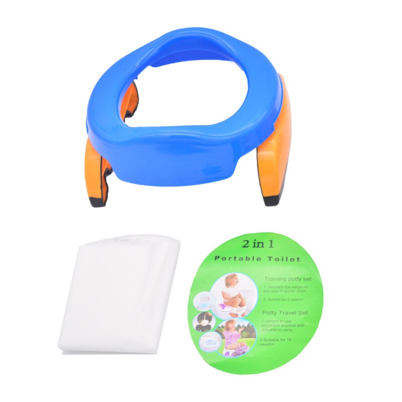 Portable Baby Outdoor Travel Pots Boy Girl Foldaway Toilet Basin Potty Car Travel Baby Folding Potty Kids Training Toilet Seat: Blue