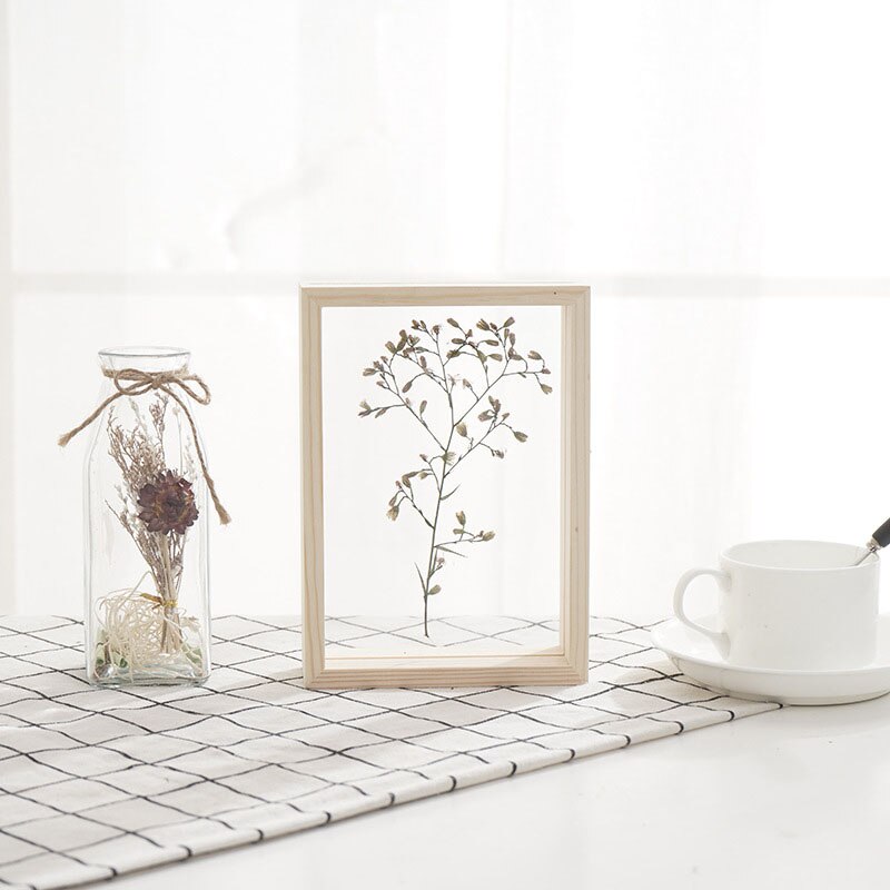 Wooden Double-sided Glass Plant Specimen Photo Frame Log Color Photo Frame Transparent Wooden Photo Frame
