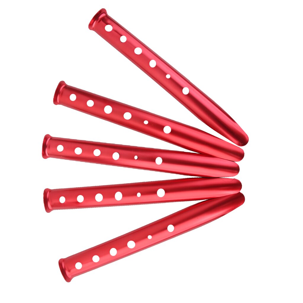 5 Pcs Aluminium U Vorm Outdoor Camping Luifel Sneeuw Zand Tent Peg Stakes Rood