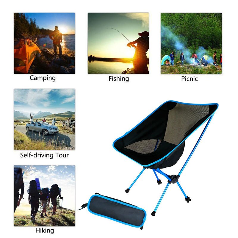 Resa ultralätt hopfällbar stol utomhus camping stol super hård hög belastning strand vandring picknick sits fiske bärbar verktyg stol