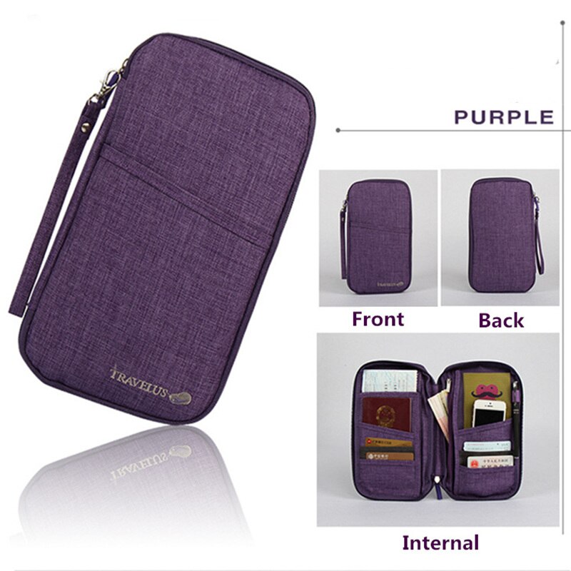 Reizen Reis Document Organizer Portemonnee Paspoort ID Kaarthouder Ticket Credit Card Bag Case: Purple