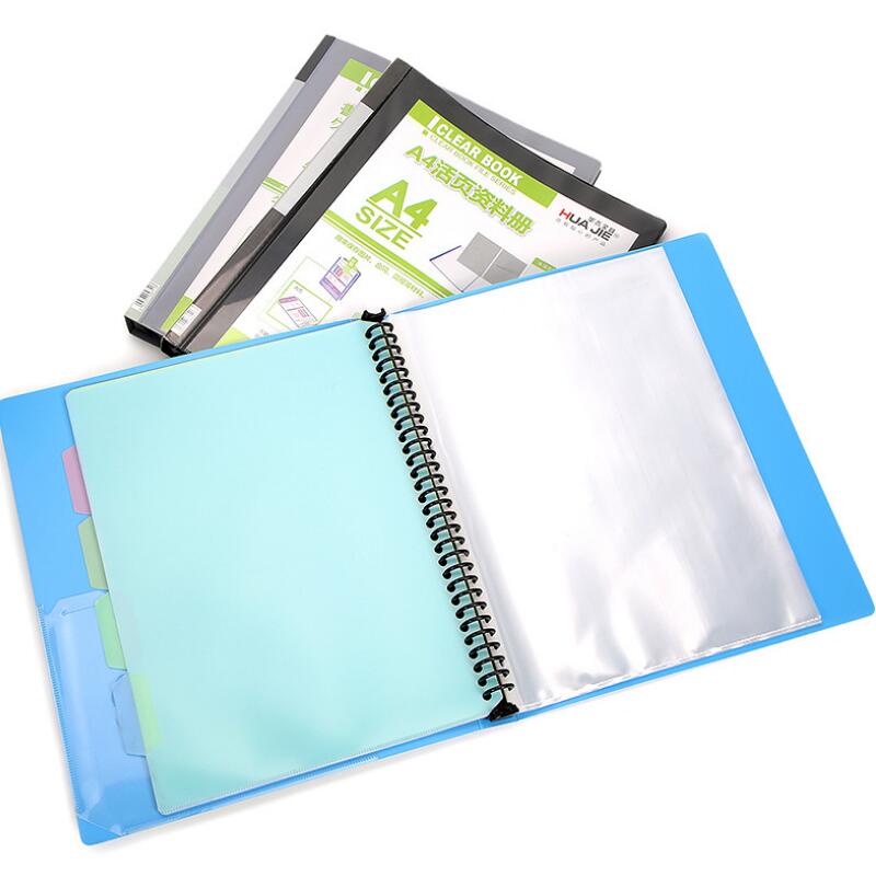 A4 20/40/60 pages plastic PP File thickened loose-leaf information booklet archives 30-hole plastic folder archives inside bag
