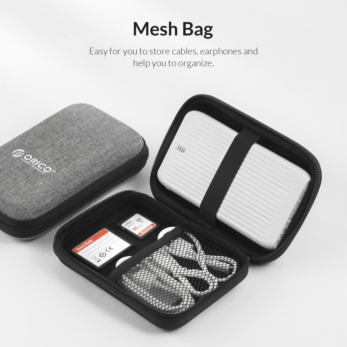 ORICO Caja para HDD de 2,5 pulgadas, bolsa para disco duro portátil para disco duro externo, caja para HDD portátil, protección de almacenamiento, negro/rojo/azul