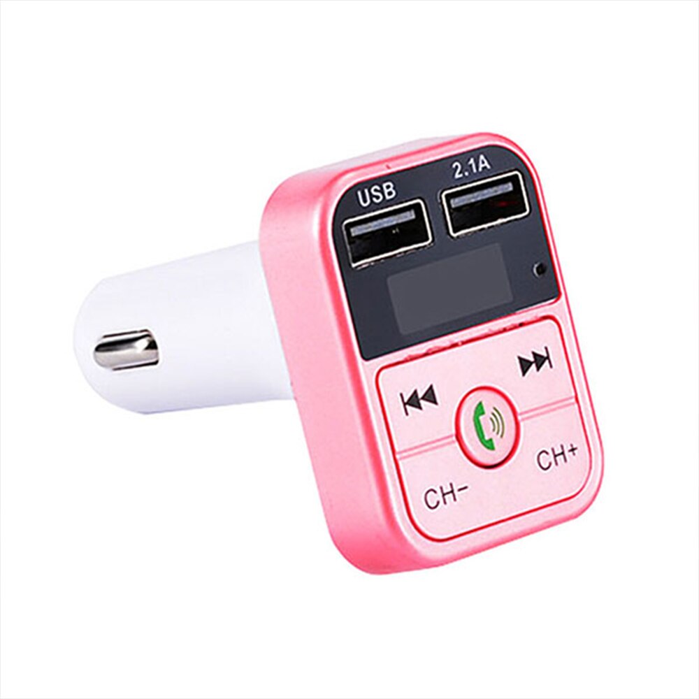 Ładowarka samochodowa usb i papierosy zapalniczka zestaw Bluetooth nadajnik FM LCD samochodowy odtwarzacz MP3 ładowarka modulator FM wnętrze samochodu: Różowy