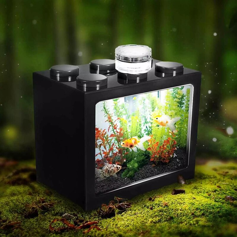 Mini Fish Tank with Light Desktop Aquarium Reptile Box Terrarium For Fish Insects Turtle Micro-landscape Fish Tank Office Suppli