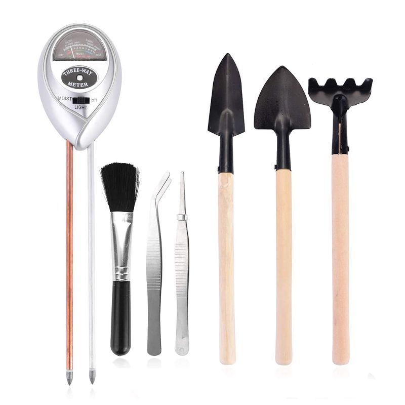 11 st trädgårdshandtag spade kratta set jordprovare fuktmätare, för inomhus och utomhus, trädgård, gräsmatta, gård